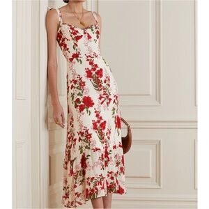 Reformation Nikita Red and White Floral Dress